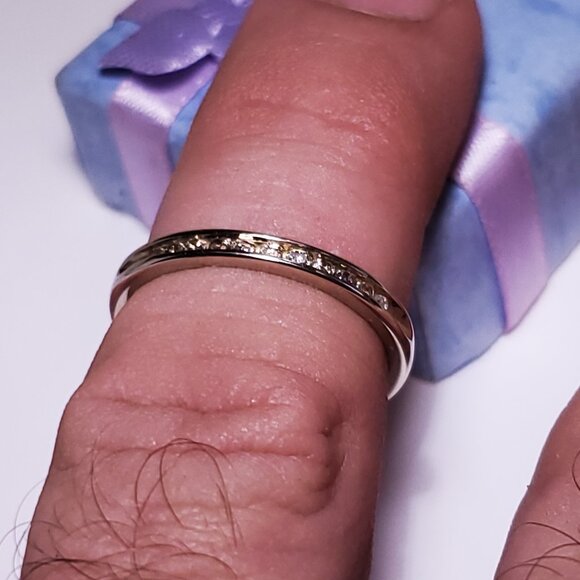 Estate .22ctw Natural Rd Diamond Channel 14Kt WG Stuller Anniversary Band #22733 - Picture 5 of 6